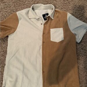 Stylish Beige and Brown Men's Casual Shirt